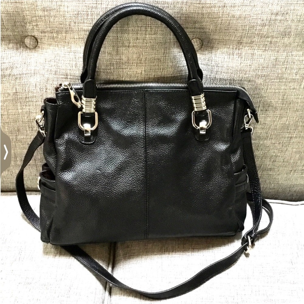 Leather Multi Compartment Shoulder - Satchel - Crossbody Bag